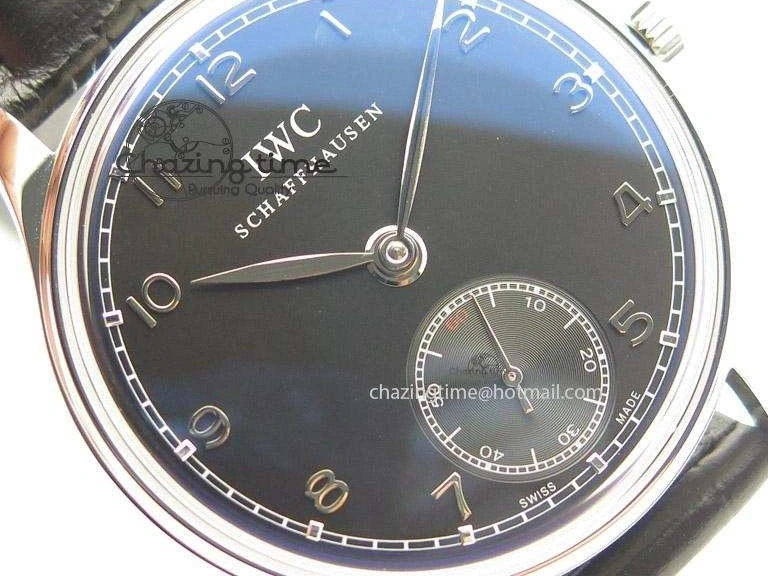 MIROTIME 0425 Portuguese IW545407 Black Dial ZF 1:1 Best Edition On Dark Blue Leather Strap DailyWear 7337